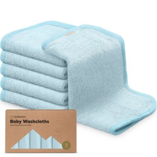 6pk Deluxe Baby Washcloths, Organic And Soft Baby Wash Cloth, Baby Bath Towel, Face Cloths (pistachio)