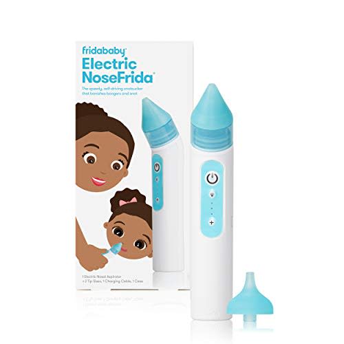 Frida Baby Electric NoseFrida Nasal Aspirator for Baby, Nose Sucker for Baby & Toddler, Nasal Aspirator for Congestion Relief with 3 Suction Levels, 2 Silicone Tips, USB Rechargeable