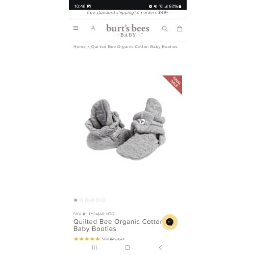 Quilted Bee Grey Organic Baby Booties | Burt's Bees Baby®