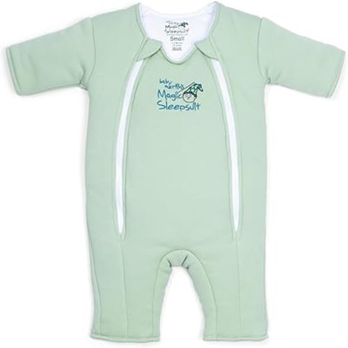 Baby Merlin's Magic Sleepsuit - 100% Cotton Baby Transition Swaddle Sleep Suit for Infants 6-9 Months - Baby Sleepsuit with Double Zipper for Easy Diaper Changes and Scooped Neckline - Cream
