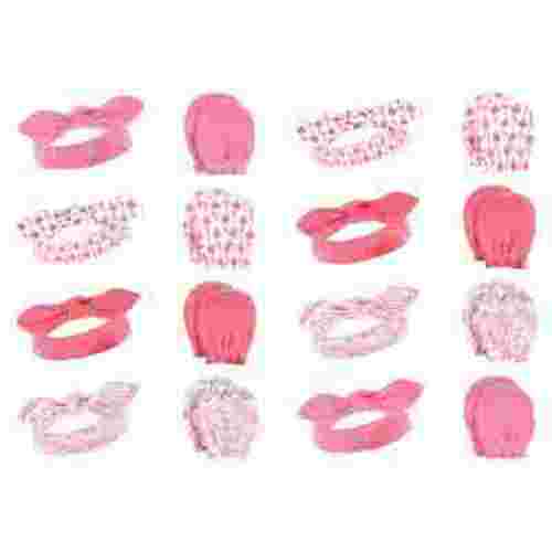 Hudson Baby Infant Girl 16Pc Headband and Scratch Mitten Set, Flamingo, 0-6 Months
