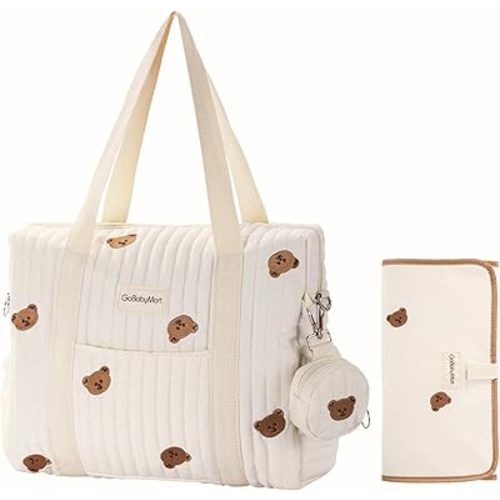 Large Diaper Bag Tote, Maternity Travel diaper tote, Multifunction baby bag, Baby Nappy Bags, Messenger bag (Medium - Bears)