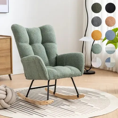 Teddy Fabric Rocking Chair with Pocket, Soft Rocking Chair for - TikTok Shop