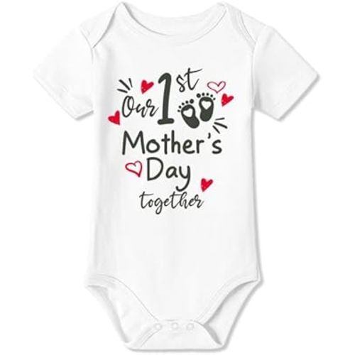 BesserBay Our First Father‘s Day Together - Happy Papa Daddy‘s Day Baby Bodysuit 100% Cotton