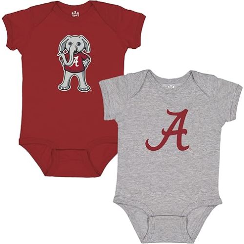 Little King NCAA Bodysuit 2 Pack Short Sleeve-100% Cotton-Infant Sizes 0-3M 6M 12M 18M