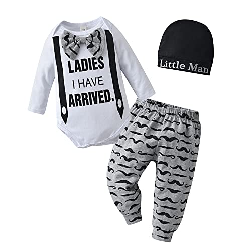 Newborn Infant Baby Boy Clothes Long Sleeve Romper + Pants + Hat 3PCS Outfits Set
