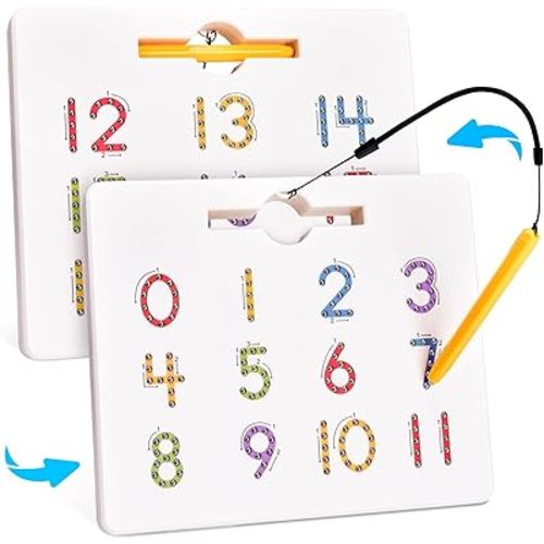 GAMENOTE Magnetic Number Tracing Board, 2 in 1 Double Sided Numbers 1-20 Writing Board for Toddlers & Kids, Preschool Handwriting Learning Toys, Educational Math Manipulatives