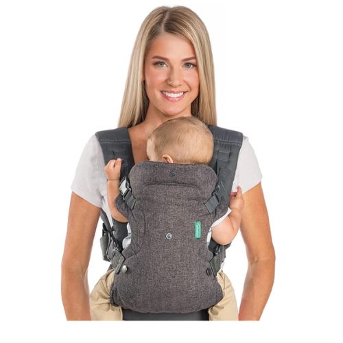 Infantino Flip Advanced 4-in-1 Baby Carrier - Ergonomic, Convertible, Face-in and Face-Out Front and Back Baby Carrier for Newborn to Toddler 8-32 lbs, Gray