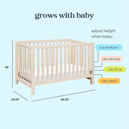 Carter's by DaVinci Colby 4-in-1 Convertible Crib - GREENGUARD Gold Certified Convertible Baby Crib to Toddler Bed, Daybed, Full-Size Bed - Wooden Baby Bed w/Four Adjustable Heights - Washed Natural