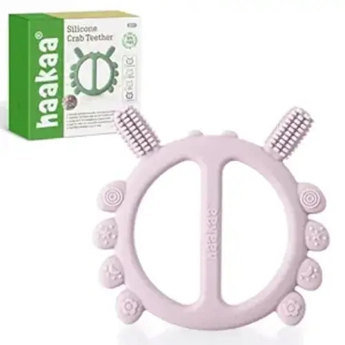 Haakaa Silicone Crab Baby Teether,Baby Toys,360°Baby Toothbrush Head for Infant Self-Brushing Training,Food-Grade Silicone,Lavender