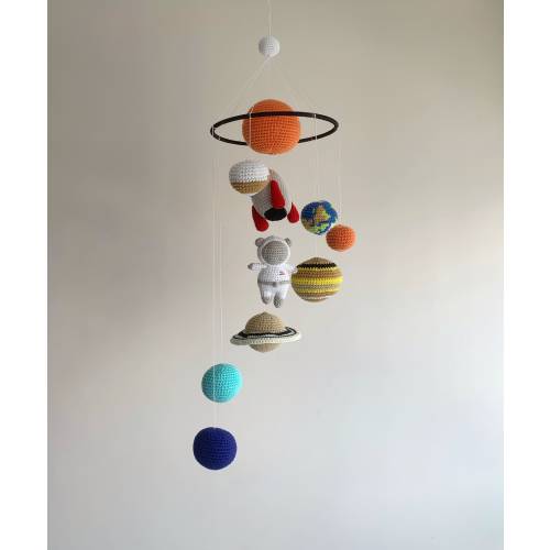 Combo Handmade Solar System baby mobile, crochet planets baby mobile, kid toy, learning planets Christmas gift, planet&#39;s ornaments