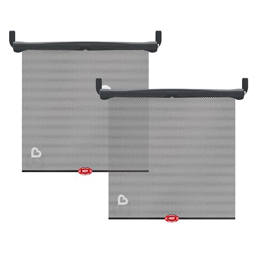 Munchkin Brica Sun Safety Car Window Roller Shade with White Hot Heat Alert, Black, 2 Count (Pack of 1)
