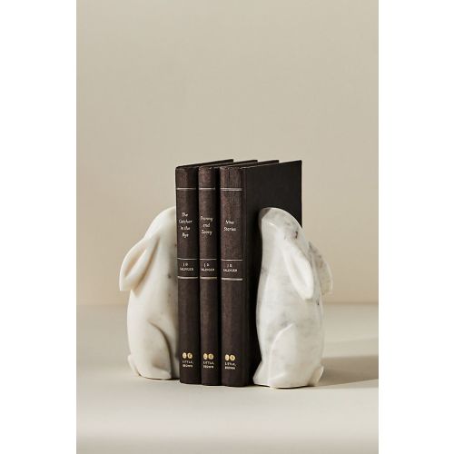Marble Rabbit Bookends