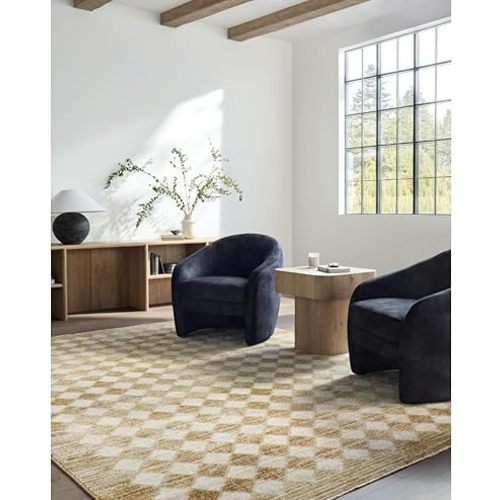 Livabliss x Galey Alix Myrtle Avenue V Vintage Checkerboard Area Rug, 8'10" x 12'2" (9' x 12'), Taupe Checkered