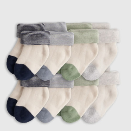Organic Fold Over Socks 8-Pack - Baby Boy