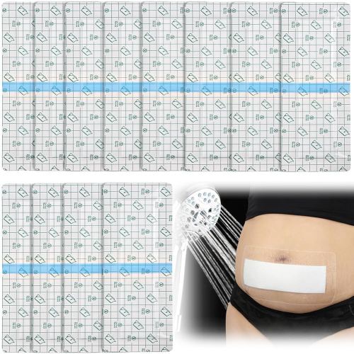 25 Pcs Waterproof Shower Bandages for Abdominal Wounds C Section Long Tummy Tuck Incisions Post Surgery Shower Protector C-Section Scar Island Dressing 4x10 Inch