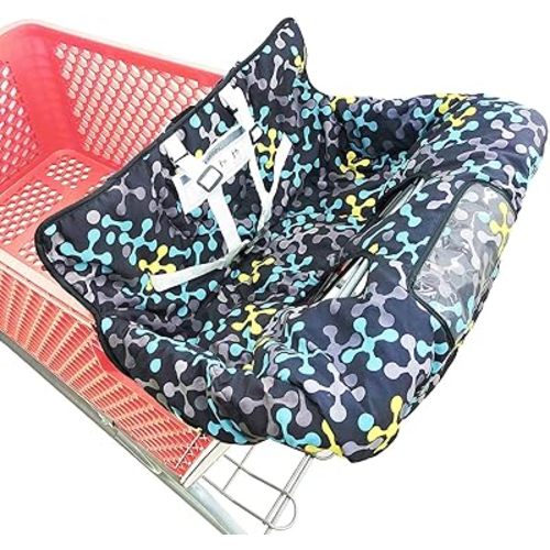 Portable 2-in-1 Grocery Cart Seat Cover and Baby Highchair Cover (Black Cross)