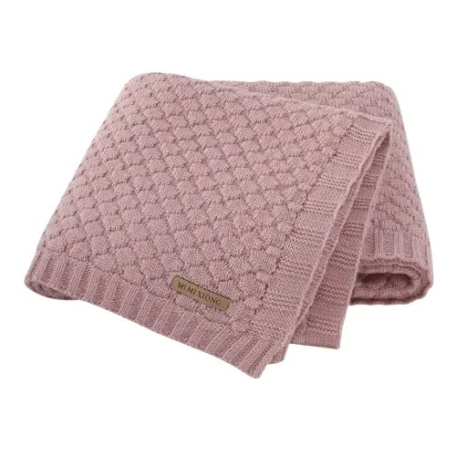 mimixiong Baby Blanket Knitted Soft Swaddling Receiving Baby Blankets for Crib Stroller Nude Pink 40x30 Inches…
