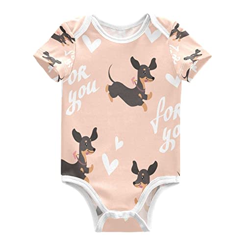 vvfelixl Dachshund Dog Baby Clothes for Boy Girl,Baby One-Piece Bodysuit for 0-24 Months,Short Sleeve