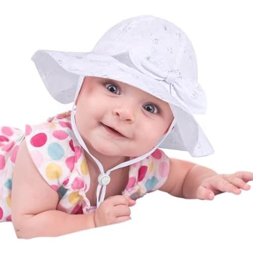 Baby Girl Sun Hat with UPF 50+ Outdoor Adjustable Beach Hat with Wide Brim Bucket Hats
