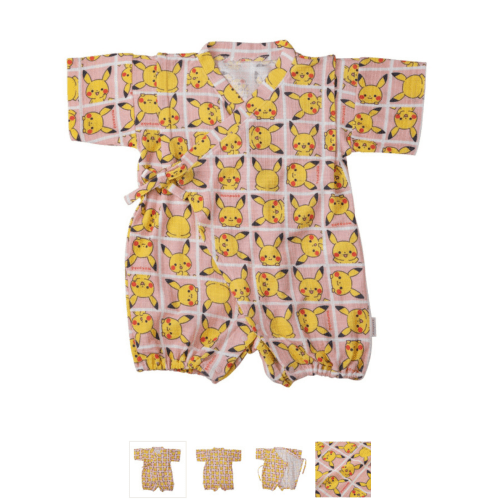 Pokemon Center Original Monpoke Pikachu Hello Pattern Jinbei Set Pink