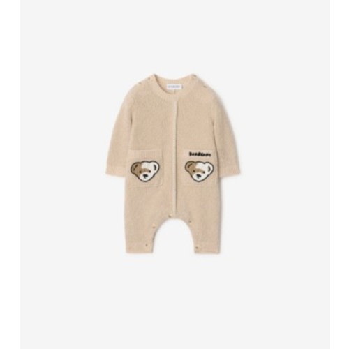 Thomas Bear Cotton Blend Jumpsuit in Pale stone - Children | Burberry® Official