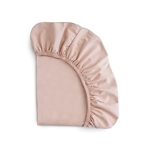 mushie Stretchy & Soft Mini Crib Sheet | Fitted 24" x 38" (Blush)