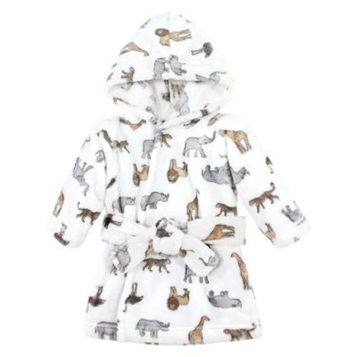Hudson Baby Plush Animal Face Bathrobe, Modern Safari, 0-9 Months