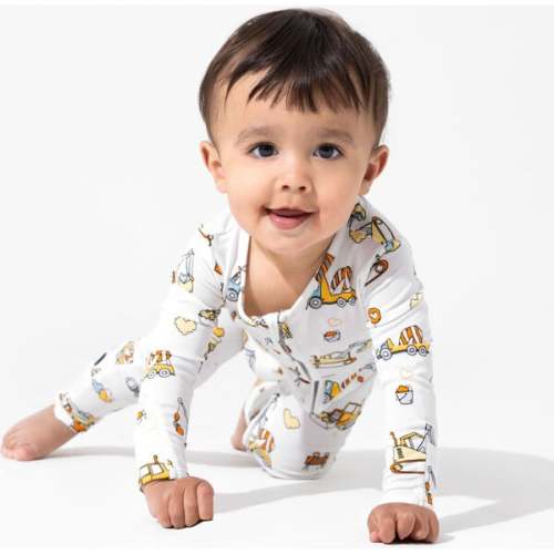Love Trucks White Bamboo Convertible Footie, White - Bellabu Bear | Maisonette