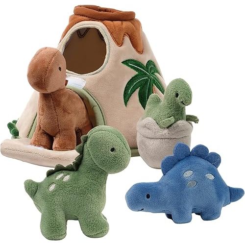 Lambs & Ivy Dino-Might Plush Dinosaur Volcano Interactive Soft Toy Play Set