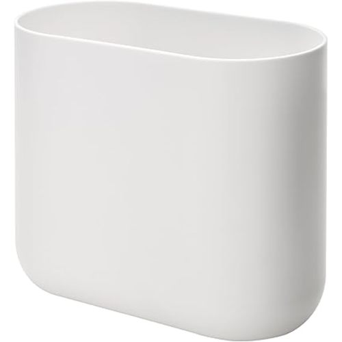 iDesign Slim Oval Plastic Waste Basket The Cade Collection, 10.56” x 5.5” x 9.77”, White