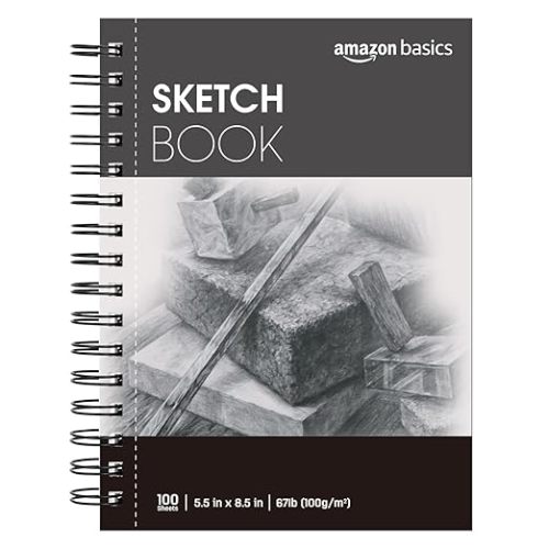 Amazon Basics Sketch Pad for Artists, 67 lb. / 100 gsm, 100 Sheets, 5.5"x8.5", White