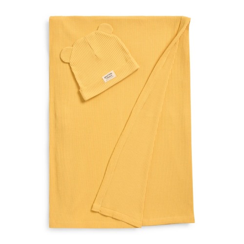 Rib Swaddle Blanket & Hat Set