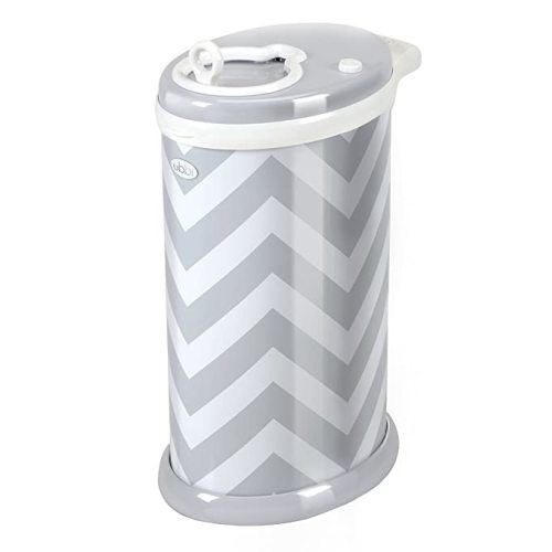 Ubbi Steel Odor Locking, No Special Bag Required Money Saving, Awards-Winning, Modern Design Registry Must-Have Diaper Pail, Gray Chevron