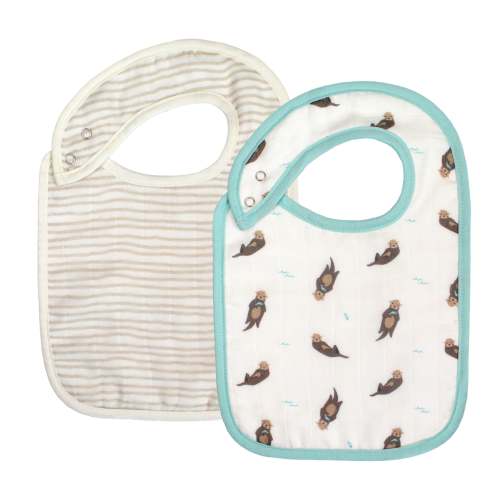 Otter Taupe Wave Baby Bib Set (2-Pack) | BambooLittle – Bamboo Little