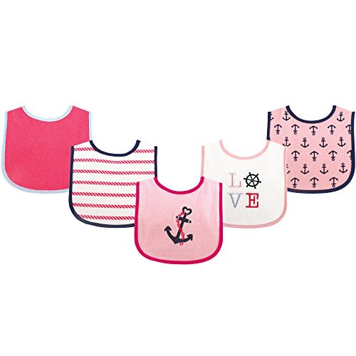 Luvable Friends Baby Cotton Terry Drooler Bibs with PEVA Back, Transportation, One Size