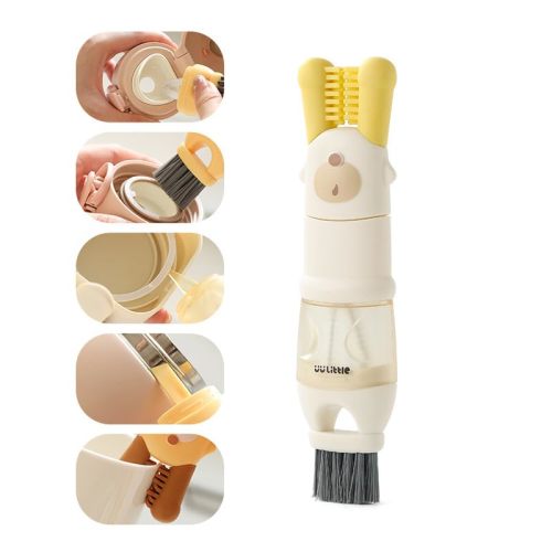 3 in 1 Cup Lid Cleaning Brush, Multifunctional Crevice Portable Cup Lid Cleaning Brush for Bottle Gap Tight Spaces Cup (D-White)