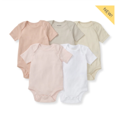 Solid Organic Cotton Short Sleeve Baby Bodysuits 5 Pack Ash