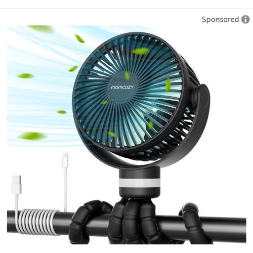 Momcozy 8000mAh Portable Stroller Fan, 27H Ultra-long Battery Life Detachable 4 Speed 360°Rotate LED Night Light with 2 Modes, USB Rechargeable Handheld Cooling Fan for Travel/Car Seat/Bedroom