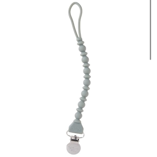 Itzy Ritzy Silicone Pacifier Clip; 100% Silicone Pacifier Strap with Clip Keeps Pacifiers, Teethers & Small Toys in Place; Features One-Piece Beaded Design & Silicone Cord, Succulent with Silver Clip
