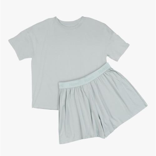 Hanes womens Originals 2 Piece Lounge Set, Comfywear Supersoft Boxy T-shirt & Sleep Shorts Loungewear Set