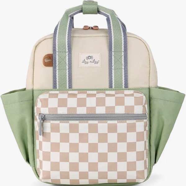 Itzy Ritzy Toddler Backpack, Daycare Bag w/Spacious Interior, Checkerboard