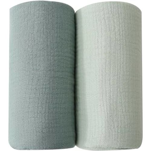 DaysU Muslin Baby Swaddle Blanket, Cotton Swaddling Blankets for Baby Boy and Girl, Nursery Skin-Friendly Baby Receiving Blanket for Newborns, Breathable Swaddle Wrap 2 Pack, 47”x47”-Dark+Light Green