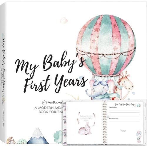 First 5 Years Baby Memory Book Girl, Boy - 90 Pages Hardcover First Year Baby Book Keepsake, Baby Milestone Book for New Parents, Baby Scrapbook, Baby Album and Memory Book Journal (Adventureland) - AdventureLand