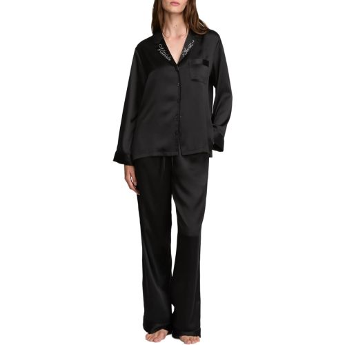 Victoria's Secret Women's Satin Pajama Set, Long Sleeve Button Down Shirt & Pants