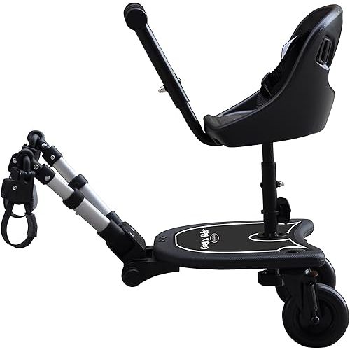 Englacha 2-in-1 Cozy X Rider, Black - Child Rider Stroller Attachment with Saddle Seat and Standing Platform - Universal Fit for Most Prams - Quick and Easy to Use - Designed for Safety