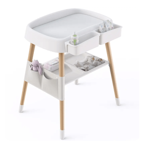 Portable Baby Changing Table Dresser Waterproof Diaper Changing Table Pads Height Adjustable Baby Changing Station for Infant and Newborn(White)