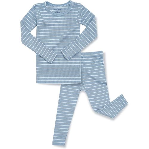 AVAUMA Stripe Pattern Baby Boys Girls Pajama Set Kids Toddler Snug fit Ribbed Sleepwear pjs for Daily Life Style - 2T - L-dark Blue