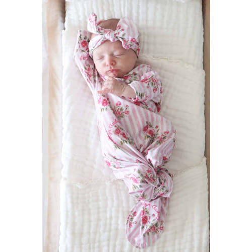 Shabby Chic Personalized Newborn Baby Knot Gown