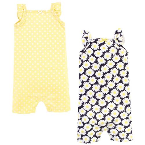 Hudson Baby Infant Girl Cotton Rompers, Daisy, 9-12 Months